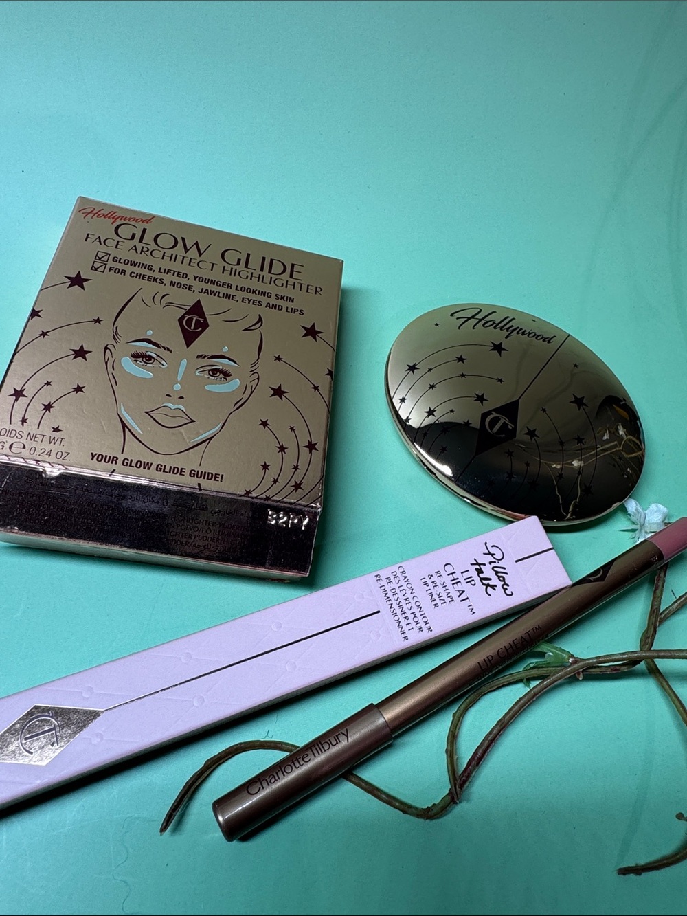 Bronze Glow Glide Face Architect Highlighter Compact & Pillow Talk Lip Liner